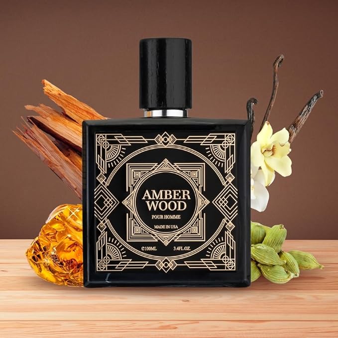 Jean Rish Amber Wood Eau De Toilette - Perfume for Men (3.4 Fl Oz / 100ml) with Cardamom, Sandalwood & Tonka Bean Notes - Long Lasting and Luxury Fragrance