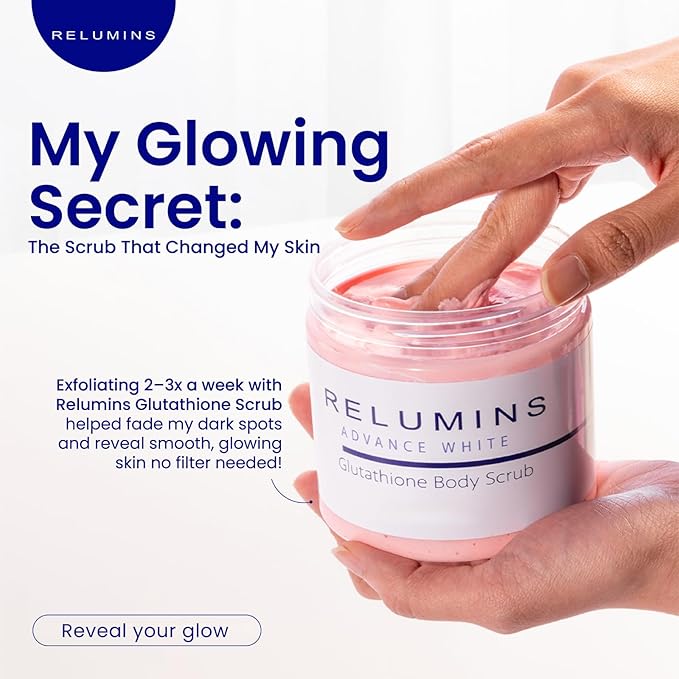Relumins Premium Summer Body Scrub with Glutathione, Rosehip & Sea Salt – Hydrating Exfoliating Scrub for Smooth, Radiant, Beach-Ready Skin – Gentle Moisturizing Formula – 400ml
