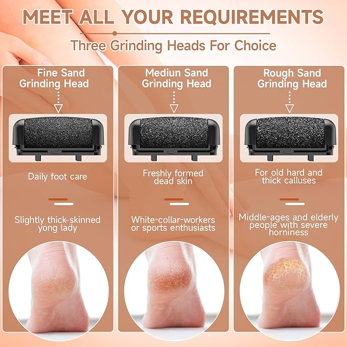 AdamPark Electric Callus Remover for Feet,Rechargeable Foot File Pedicure Kits,Professional Waterproof Pedi Feet Care Tools Wet&Dry Foot Scrubber File for Hard Cracked Dead Skin with Bag