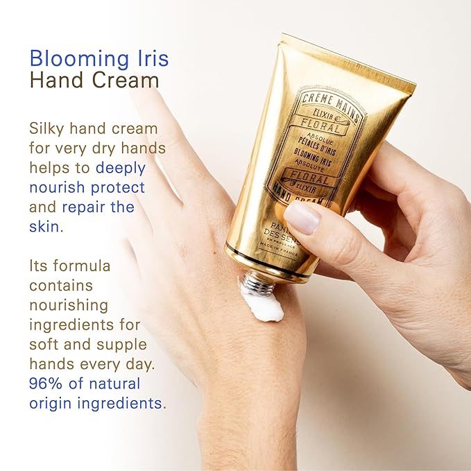 Panier des Sens - Hand Cream for Dry Cracked Hands - Blooming Iris Hand Lotion with Shea Butter & Olive Oil - Vitamin E Skin Moisturizer with 97% Natural Ingredients - Made in France, 2.5 fl oz