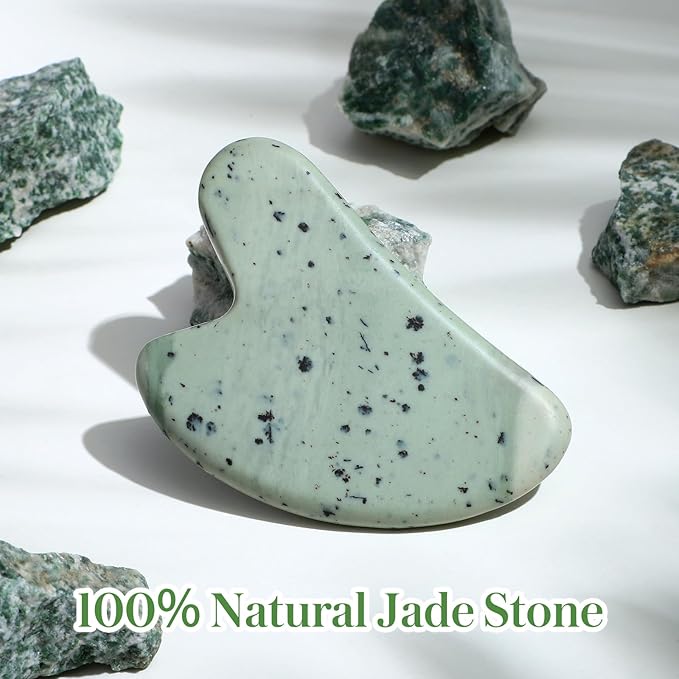 Gua Sha Facial Tools Guasha Tool Gua Sha Jade Stone for Face Skincare Facial Body Acupuncture Relieve Muscle Tensions Reduce Puffiness Festive Gifts (Yellow-Green)