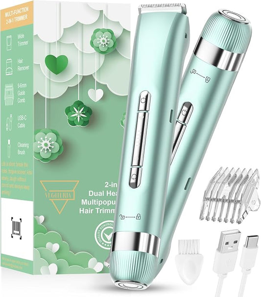 Electri Razors for Women, 2 in 1 Bikini Trimmer for Women Painless Bikini Shaver for Bikini, Underarm, Legs, Arms Waterproof, Travel-Friendly