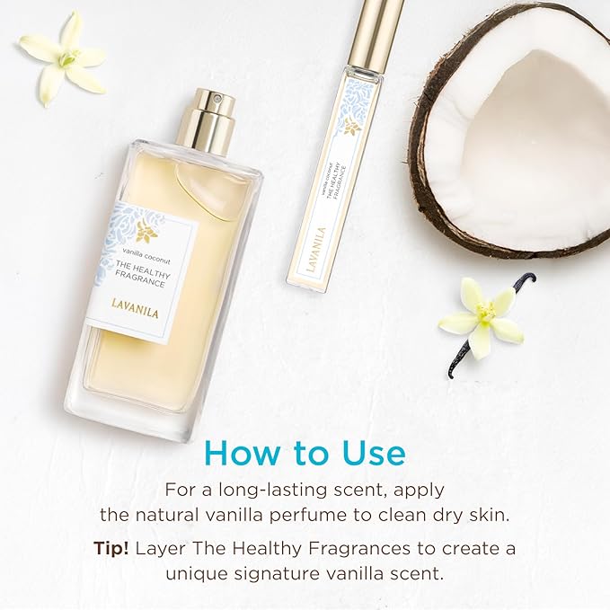 Lavanila Vanilla Coconut Perfume for Women 1.7 Fl Oz - Tropical Coconut, Tahitian Tiare Flower & Warm Vanilla Fragrance, Clean and Natural Eau de Parfum Made In USA