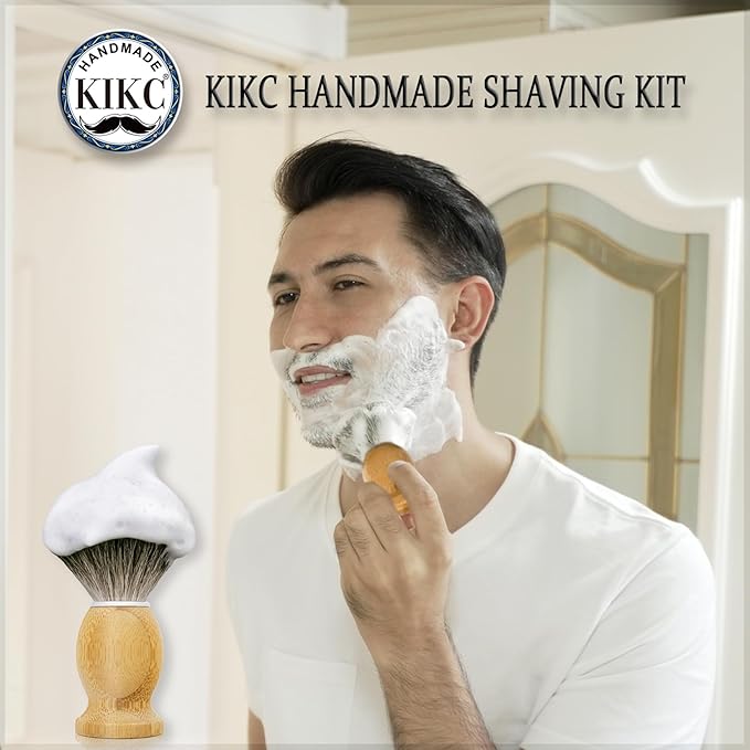 Hand Crafted Pure Badger Shaving Brush for Wet Shave, Comfortable Bamboo Handle, Soft Bristle, Best Gift for Bearded Man