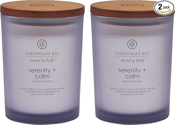 Chesapeake Bay Candle Scented Candles, Serenity + Calm (Lavender Thyme) Medium Jar, 2-Pack, Perfect for Home Décor and Gifting