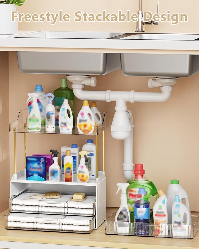 Bathroom Organizers and Storage, Makeup Organizer (Sturdy Durable Attractive), Ideal for Vanity, Countertop, Counter, Perfume, Skincare, Cabinet, Cosmetic, Dresser Organizer (White)