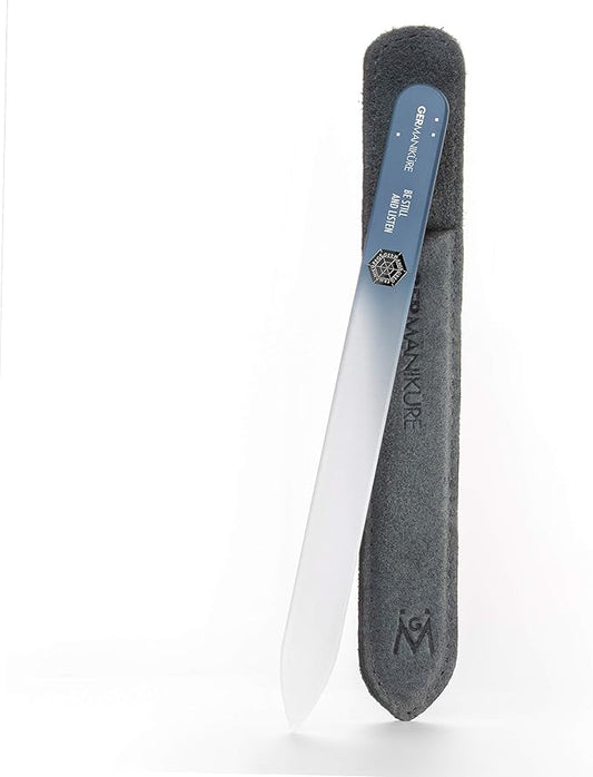 GERMANIKURE Glass Nail File in Suede Sleeve - Be Still and Listen - Professional Crystal Nail File for Natural Nails - Ideal Manicure & Pedicure Tool for Smooth, Easy Shaping - Nail Care Gift