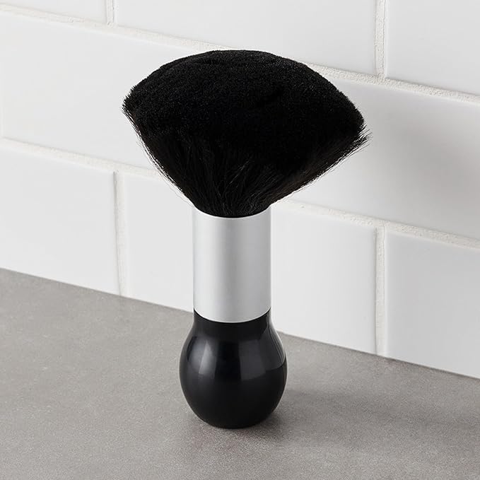 Diane Neck Duster Brush for Hair Cutting, Remove Loose Hair from Neckline and Ears, Soft Nylon Bristles, Stand Up Base, 7.5”, Large
