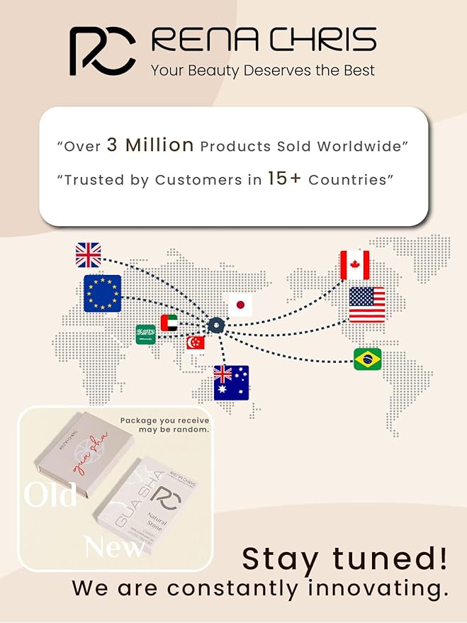 Rena Chris Gua Sha Facial Tools: Natural Terahertz Guasha Tool for Face Acupuncture Therapy, Facial Massager for Jawline Sculpting and Puffiness Reducing (Silver-Grey)