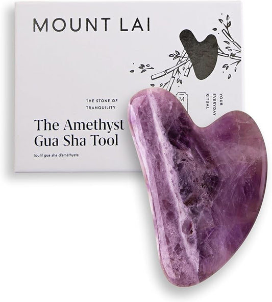 Mount Lai Amethyst Gua Sha Facial Tool – The Stone of Inner Clarity – 100% Genuine Amethyst Stone Face Sculpting Tool for Lymphatic Drainage, Puffiness Reduction & Confident Radiance