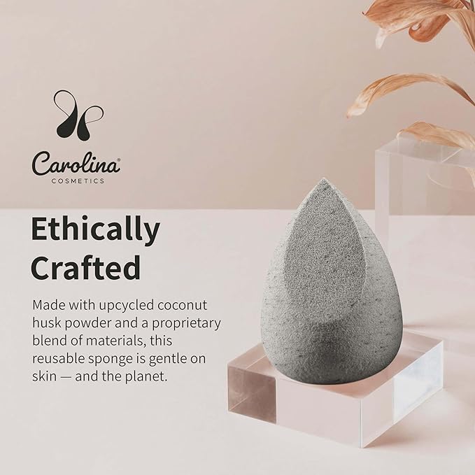 Carolina Cosmetics - Beauty Blender, Plant-Based Makeup Sponge - Soft, Reusable, Latex-Free, Made with Coconut Husk Powder for Foundation & Concealer