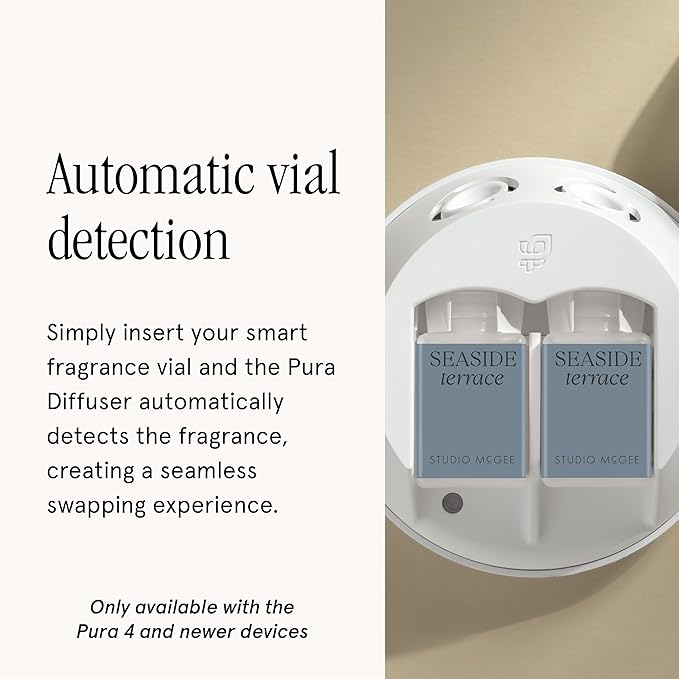 Pura x Studio McGee Home Scent Refill - Smart Air Diffuser - Up to 120-Hours of Luxury Fragrance per Refill - Home Essential - Clean & Safe Diffuser Fragrance - 2 Pack, Seaside Terrace