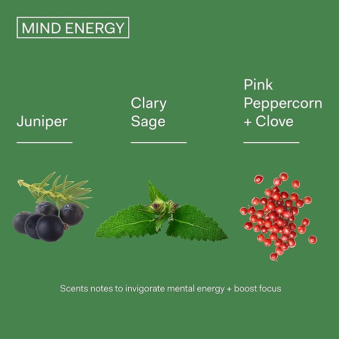 The Nue Co. MIND ENERGY Instant Stress Relief Unisex Fragrance - Clary Sage, Juniper, Pink Peppercorn + Clove - Vegan 50mL / 1.69 oz