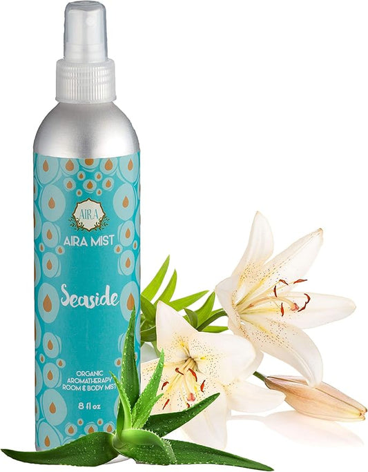 Aira Mist Seaside Organic Room Spray - Essential Oil Spray with Therapeutic Essential Oils - Air Freshener - Living Room Spray & Bathroom Spray Free of Alcohol & Parabens - 8 Ounces