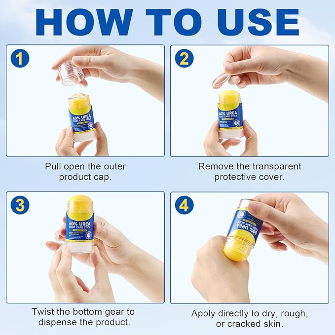 Urea Cream 60% Hydrating Foot Care Stick, 1.41 Fl Oz Foot Cream Moisturizer for Dry Cracked Feet & Hands, Feet Lotion Fast Repairs Rough Heels, Callus Remover