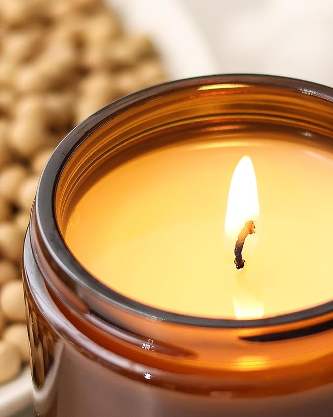 AOOVOO Candle Set - 4PC Scented Candles, 28 oz Soy Candles, Soy Candle for Home Scented, Balsam Fir/Cedar&Patchouli/Cinnamon&Apple/Vanilla Cake