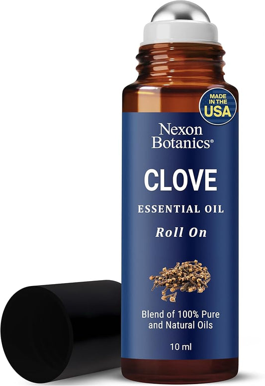 Clove Essential Oil Roll On 10 ml - Pre-Diluted Blend Roller for Skin, Teeth & Aromatherapy - Ready to Use - Made from Pure & Natural Oils - Nexon Botanics