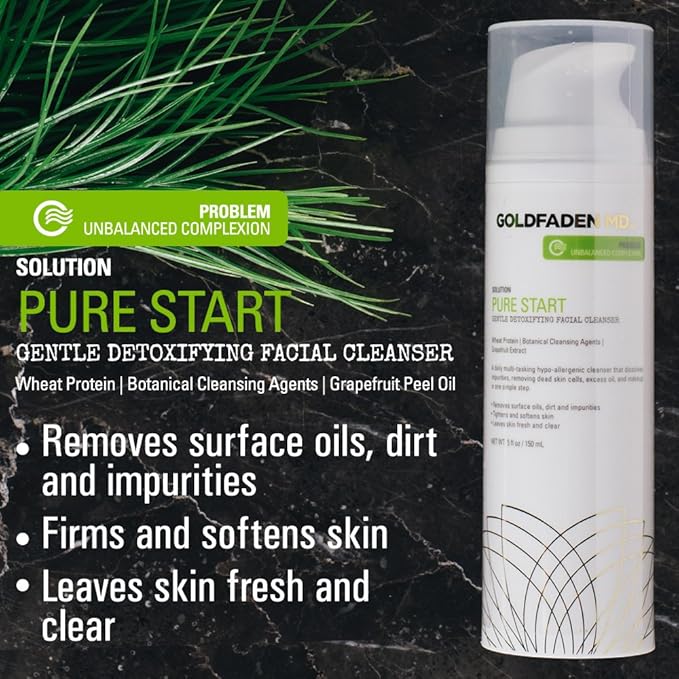 GOLDFADEN MD Pure Start Gentle Detoxifying Natural Facial Cleanser, 5 Fl Oz