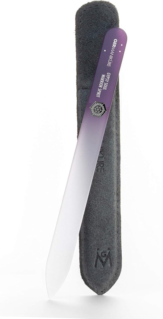 GERMANIKURE Glass Nail File in Suede Sleeve - Gypsy Soul Warrior Spirit - Professional Crystal Nail File for Natural Nails - Ideal Manicure & Pedicure Tool for Smooth, Easy Shaping - Nail Care Gift