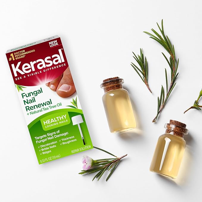Kerasal Renewal Nail Repair Solution with Tea Tree Oil for Discolored and Damaged Nails, 0.33 Oz (Pack of 1)