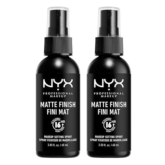 NYX PROFESSIONAL MAKEUP Makeup Setting Spray - Matte Finish, Long-Lasting Face Mist for up to 16HR Wear, Vegan Formula (Pack of 2)