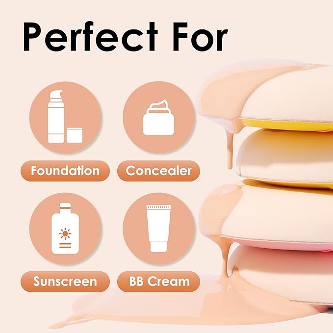 4Pack Brown Makeup Sponge For Foundation Concealer And Powder, Latex Free Blender Sponge For Natural And Easy Makeup Soft Long-lasting, Pack for 2X-Large and 2 Medium