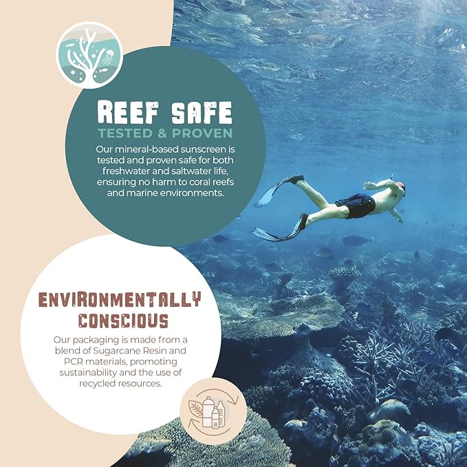 SPF 45 Biodegradable Reef Safe Sunscreen for Face & Body, Non-Nano Zinc Oxide, Natural Fragrance Free Non Toxic Organic Mineral Sunscreen, Travel Size Reef Friendly Mineral Based 2.5 Fl Oz