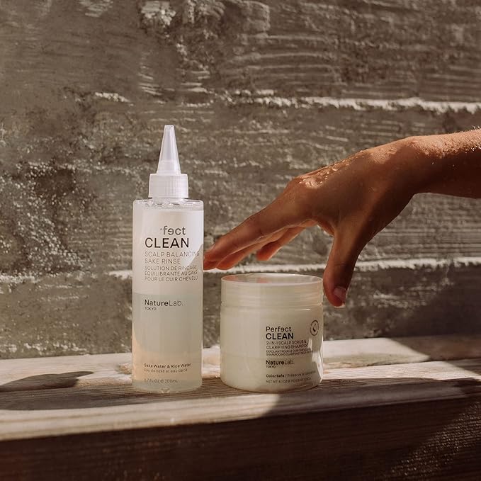 NatureLab.TOKYO Perfect Clean Scalp Scrub & Clarifying Shampoo - Exfoliating Sugar Crystals, Probiotic Sake Water, Hyaluronic Acid - 2-in-1 Deep Scalp Cleanser for Shine & Hydration, 8.1 oz, Original