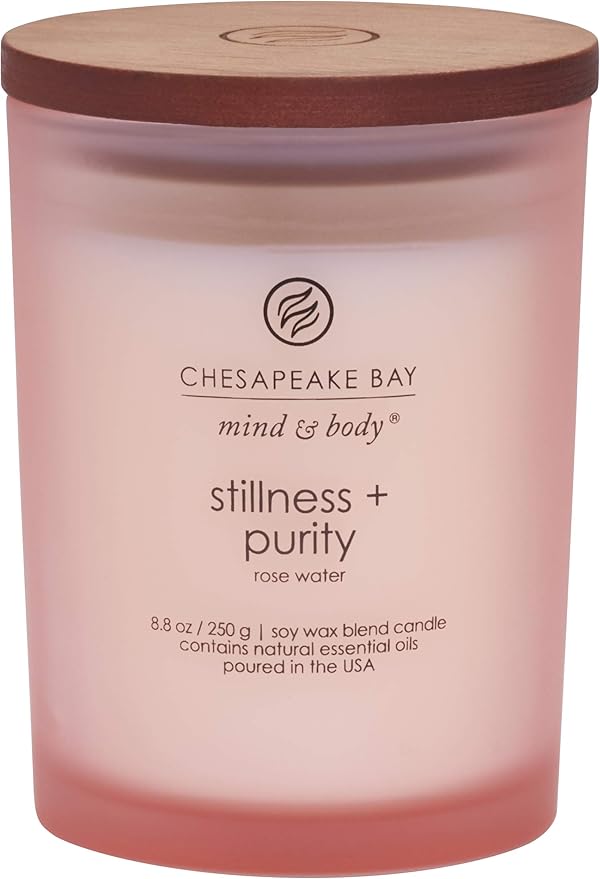 Chesapeake Bay Candle Scented Candle Stillness + Purity (Rose Water) Medium Jar 8 Ounce Home Décor