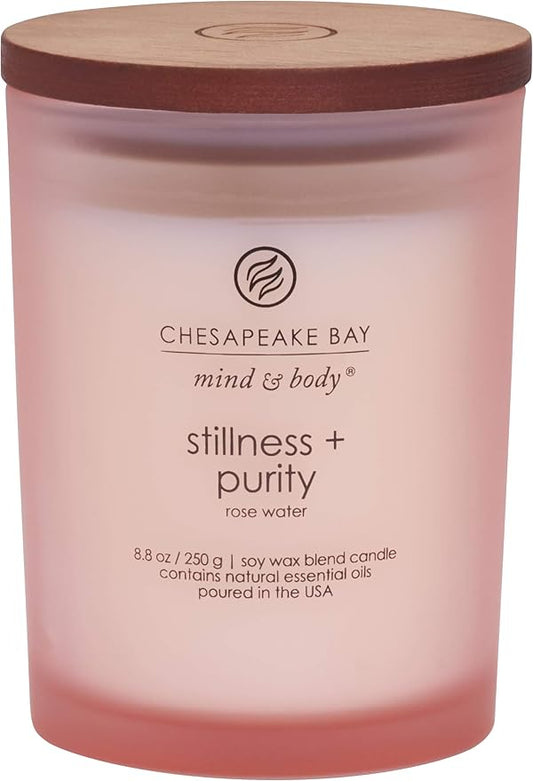 Chesapeake Bay Candle Scented Candle Stillness + Purity (Rose Water) Medium Jar 8 Ounce Home Décor