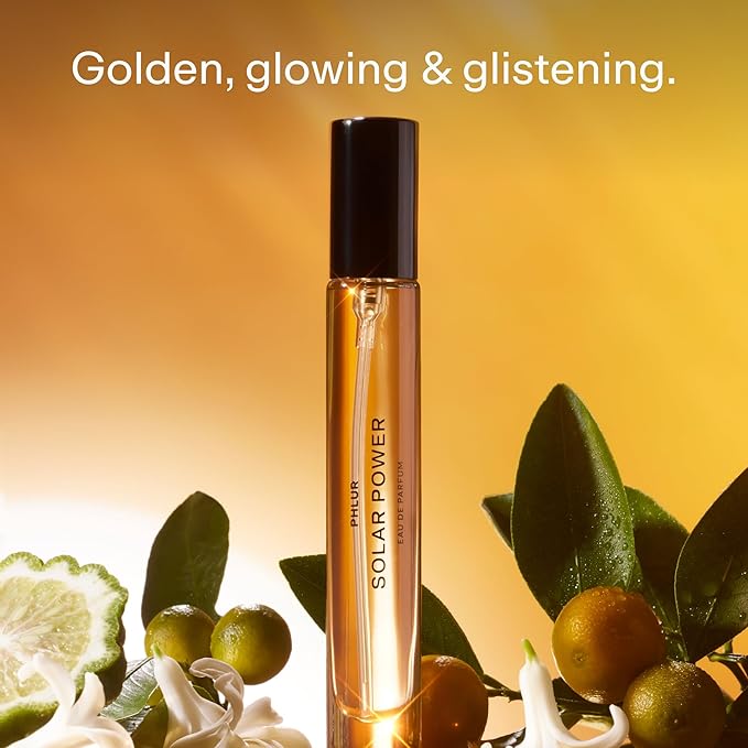 PHLUR Solar Power Eau de Parfum - Travel Size Perfume Fragrance - Fruity Floral Perfume with Bergamot, Orange, Driftwood & Solar Musk (9.5mL)