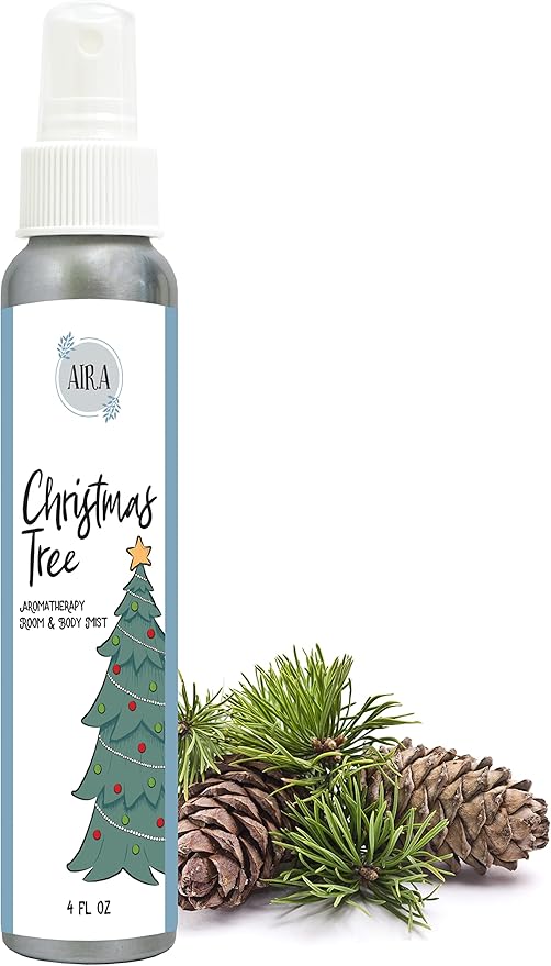 Aira Mist Christmas Tree Organic Room Spray - Pine Essential Oil Spray with Organic Ingredients & Therapeutic Essential Oils - Living Room Spray Free of Alcohol & Parabens - Home Fragrance - 4 Ounces