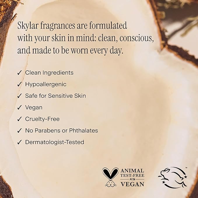 Skylar Coconut Cove Eau de Parfum - Hypoallergenic & Clean Perfume for Women & Men, Vegan & Safe for Sensitive Skin-Fruity Fresh Perfume with Notes of Bergamot, Coconut & Ambrox - 10mL /0.33 Fl oz
