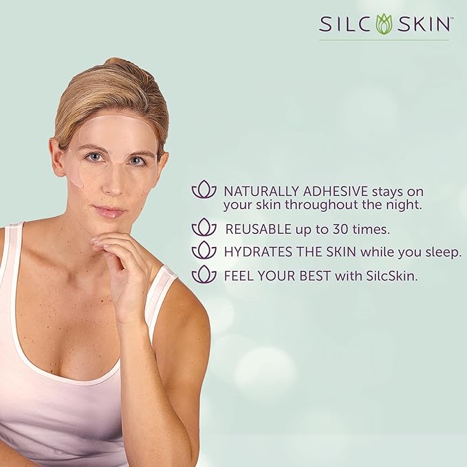 SilcSkin Facial Pad - Multi-Area Set Reusable Pads - Self-Adhesive Silicone Facial Patches - Wrinkle Patches for Eyes - 4 Reusable Facial Pads
