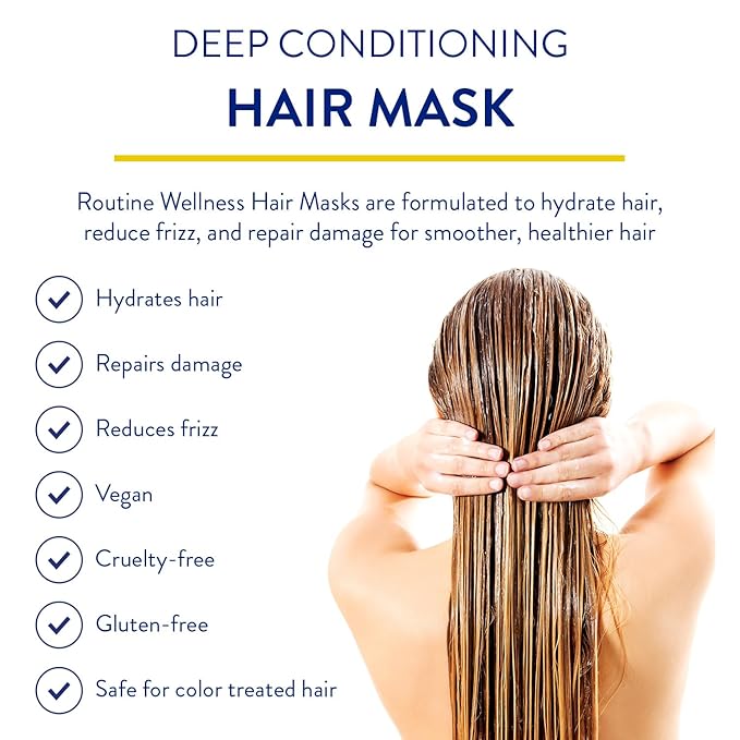 Routine Wellness Deep Conditioning Hair Mask for Dry Damaged Hair - Hydrating, Moisturizing Repair Treatment - Promotes Volume - Gardenia 8oz