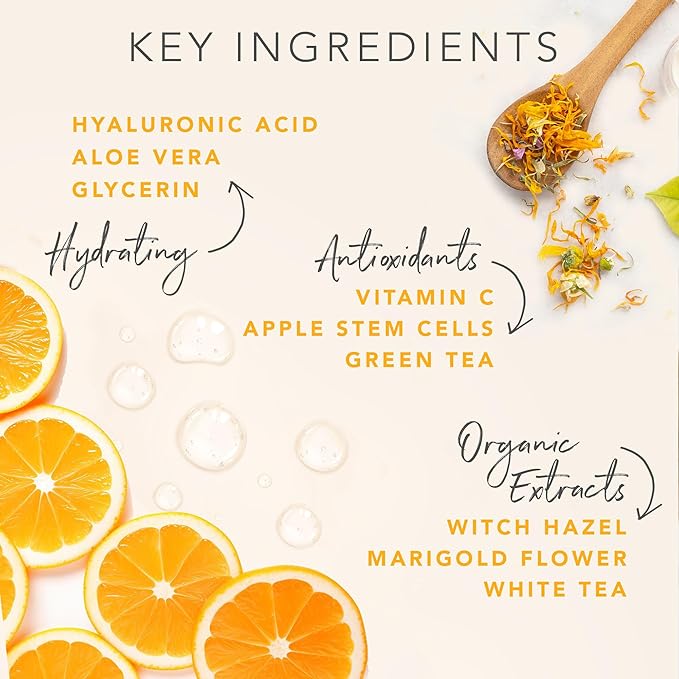 Vitamin C Face Toner - USA Made with Natural & Organic Ingredients, Alcohol-Free Skin Brightening Facial Toner for Sensitive and Aging Skin, Pore Minimizing Face Mist for Women and Men