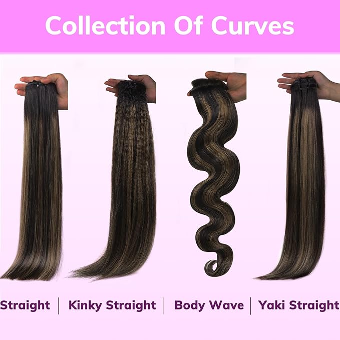 IDN BEAUTY Clip In Hair Extensions Real Human Hair, 24 Inch 120g 7pcs, 1B/6/1B Balayage Natural Black to Chestnut Brown Kinky Straight Clip Ins Remy Hair Clip Ins Real Human Hair Black Women
