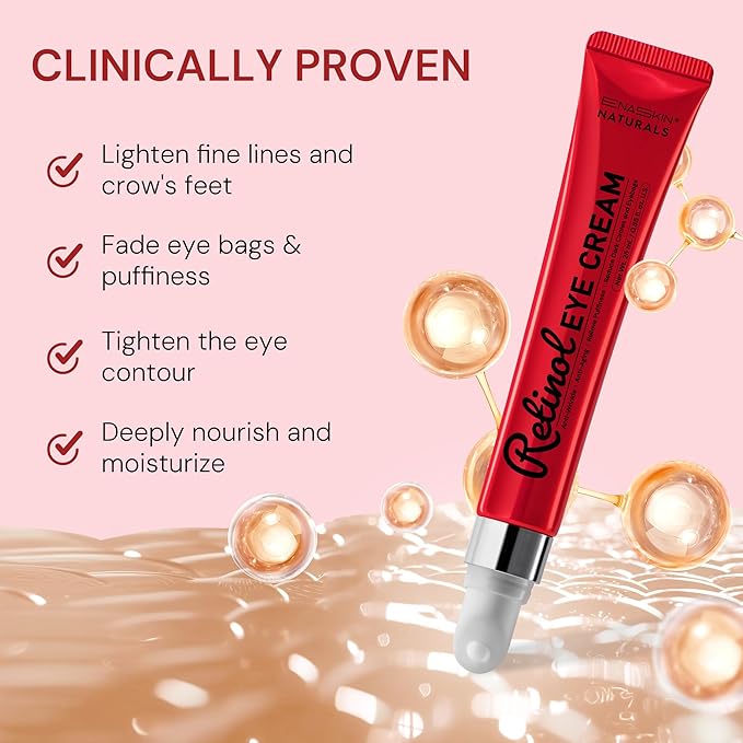 EnaSkin Retinol Anti-Aging Eye Cream: Instant Under Eye Bags Treatment & Rapid Wrinkle Repair - Tightening & Reduce Puffiness for Women, Day & Night, 0.85 fl.oz
