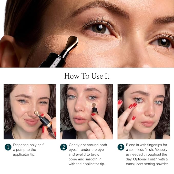 DRMTLGY Luminous Eye Corrector SPF 41, Under Eye Color Corrector for Dark Circles, Anti-Aging Tinted Eye Cream, Hydrating Eye Serum with Peach Undertone, Tan