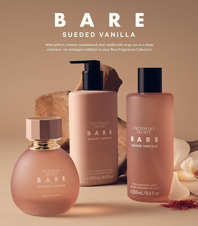Victoria's Secret Bare Sueded Vanilla Eau de Parfum, Notes of Wild Saffron, Creamy Sandalwood, Vanilla Milk, Perfumes for Women (1.7 oz)