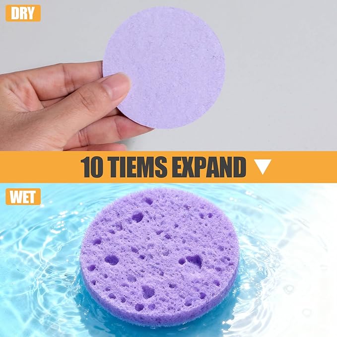 BS-MALL Compressed Facial Sponges - 80-count Reusable Cotton Pads For Face Cleansing,100% Natural Cosmetic Spa Sponges for Facial Cleansing, Soft Travel-friendly With Multi-purpose Daily Use
