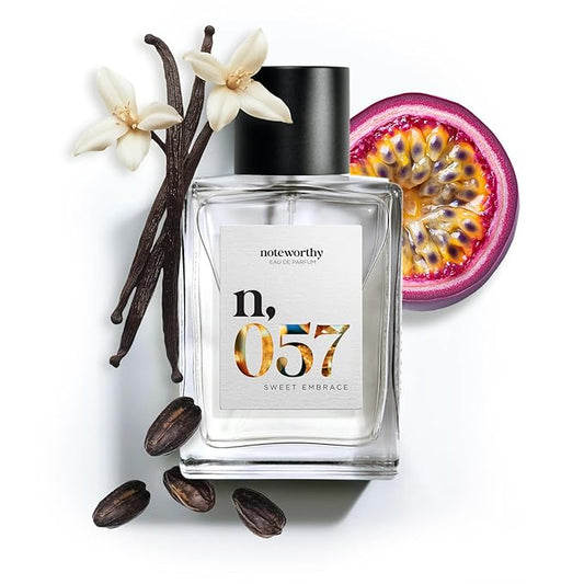 Noteworthy n,057 Sweet Embrace Eau De Parfum – Vanilla, Passionfruit, Tonka Bean | Sophisticated, Warm Fragrance for Any Occasion | Long-lasting Unisex Perfume for Women & Men (100ml)