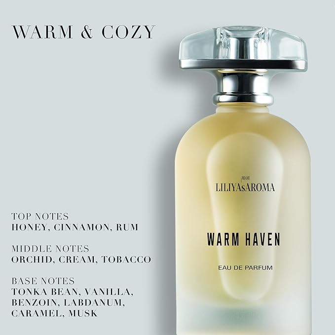 Warm Haven Eau de Parfum – Holiday Fragrance with Honey, Cinnamon and Gourmand Vanilla Perfume, Woody Amber | Cozy Scent Long-Lasting | 3.4 Fl Oz