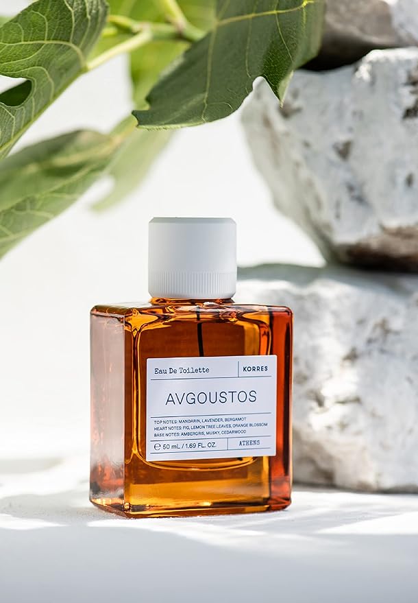 KORRES Avgoustos Eau de Toilette, Fig & Citrus Spray, Unisex Scent with Mandarin Lavender Bergamot, Fig Lemon Leaf Middle, Ambergris Cedarwood Base, Fruity Woody Aroma for Women & Men, 1.69 Fl Oz