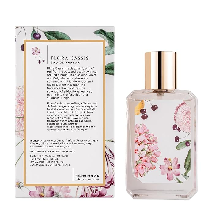 Mistral Flora Cassis Eau de Parfum – Fruity Floral Perfume for Women with Red Fruits, Jasmine & Amber | Paraben-Free, Long Lasting French Luxury Fragrance Spray, Women's Fragrances | 1.7 fl oz