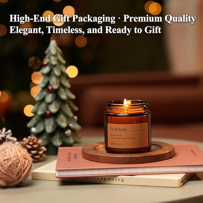Holiday Candle Gift Set – 8 Pack Vintage Amber Glass Jar Candles,Winter Scents for Home,Christmas Gift for Women, Aromatherapy Soy Wax Candles,Cozy Home Décor,Premium Box