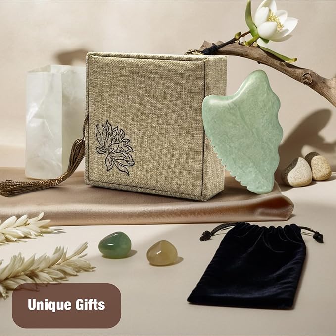 Gua Sha Facial Tools,Guasha Tool for Face,Jade Gua Sha Stone Comb Edge, Face Sculpting Tool Skin Care Tools for Face Lift Device Gifts