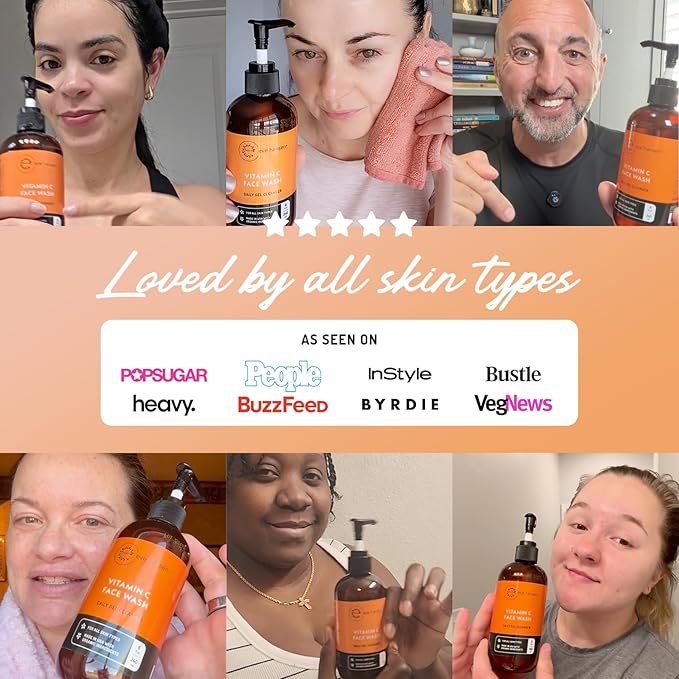 Eve Hansen Vitamin C Cleanser Face Wash | Anti Aging Facial Cleanser for Fine Lines, Age Spots, Dark Circles | Cruelty Free Skin Care Cleansing Gel with Aloe Vera, Vitamin E (4 oz)