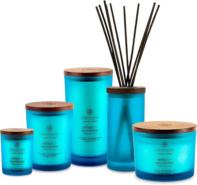 Chesapeake Bay Candle, Scented Candle, Mind & Body Refresh + Rejuvenate (Mediterranean Citrus), Medium Jar, 8.8oz
