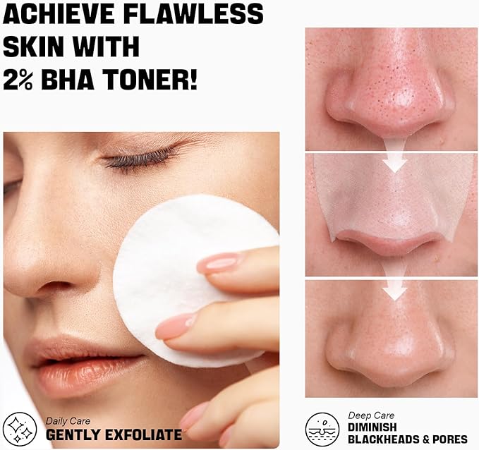 Salicylic Acid Toner, Blackhead Remover, BHA Liquid Exfoliant (CICA, 3.38OZ, Travel Size), ZealSea Pore Minimizer for Face, Gentle Alcohol Free BHA Toner for All Skin with Niacinamide, Redness Relief